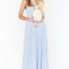 Show Me Your Mumu Madrid Gown ~ Steel Blue Stretch Bridesmaids Dresses