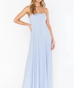 Show Me Your Mumu Madrid Gown ~ Steel Blue Stretch Bridesmaids Dresses