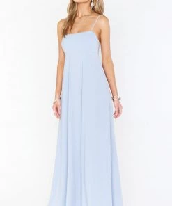 Show Me Your Mumu Madrid Gown ~ Steel Blue Stretch Bridesmaids Dresses
