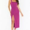 Show Me Your Mumu Eden Midi Dress ~ Fuchsia Rose Stretch Crepe