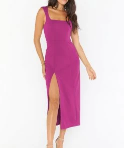 Show Me Your Mumu Eden Midi Dress ~ Fuchsia Rose Stretch Crepe