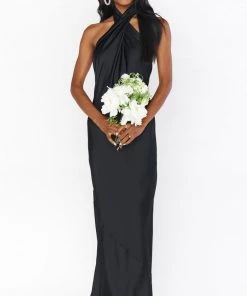 Show Me Your Mumu Jasmine Halter Maxi Dress ~ Black Luxe Satin 9 Show Me Your Mumu Jasmine Halter Maxi Dress ~ Black Luxe Satin
