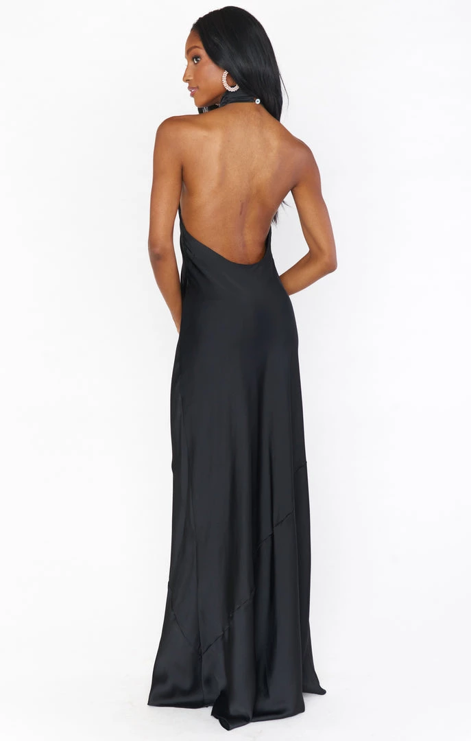 Show Me Your Mumu Jasmine Halter Maxi Dress ~ Black Luxe Satin 5 Show Me Your Mumu Jasmine Halter Maxi Dress ~ Black Luxe Satin