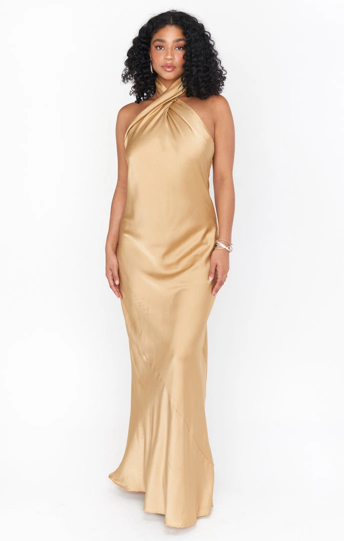 Show Me Your Mumu Jasmine Halter Maxi Dress ~ True Gold Luxe Satin Dresses 10 Show Me Your Mumu Jasmine Halter Maxi Dress ~ True Gold Luxe Satin Dresses