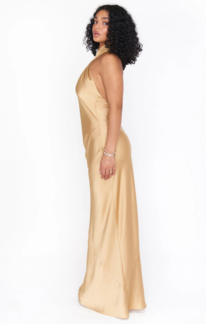 Show Me Your Mumu Jasmine Halter Maxi Dress ~ True Gold Luxe Satin Dresses 4 Show Me Your Mumu Jasmine Halter Maxi Dress ~ True Gold Luxe Satin Dresses