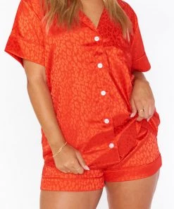 Show Me Your Mumu New Mu Slumber PJ Set ~ Red Cheetah Silky