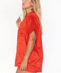 Show Me Your Mumu New Mu Slumber PJ Set ~ Red Cheetah Silky