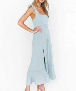 Show Me Your Mumu New Mu Claire Midi Dress ~ Silver Sage Crisp