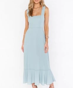 Show Me Your Mumu New Mu Claire Midi Dress ~ Silver Sage Crisp