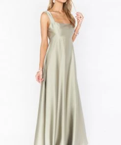 Show Me Your Mumu Madi Gown ~ Moss Green Luxe Satin