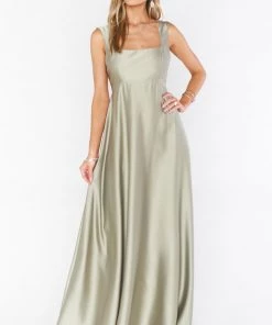 Show Me Your Mumu Madi Gown ~ Moss Green Luxe Satin
