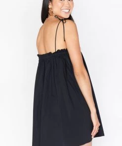 Show Me Your Mumu New Mu Angel Mini Dress ~ Black Poplin