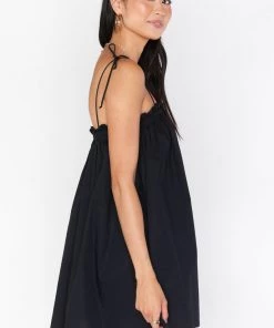 Show Me Your Mumu New Mu Angel Mini Dress ~ Black Poplin