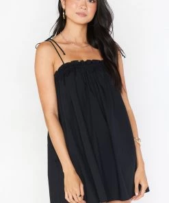 Show Me Your Mumu New Mu Angel Mini Dress ~ Black Poplin