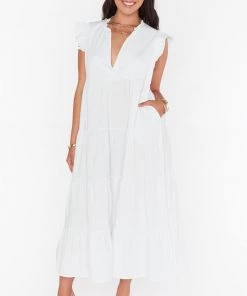 Show Me Your Mumu Mia James Midi Dress ~ White Poplin New Mu