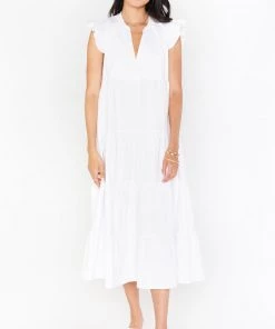 Show Me Your Mumu Mia James Midi Dress ~ White Poplin New Mu