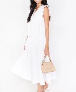 Show Me Your Mumu Mia James Midi Dress ~ White Poplin New Mu