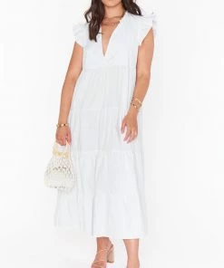 Show Me Your Mumu Mia James Midi Dress ~ White Poplin New Mu