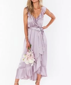 Show Me Your Mumu Bridesmaids Dresses Samantha Ruffle Wrap Dress ~ Dusty Purple Luxe Satin 9 Show Me Your Mumu Bridesmaids Dresses Samantha Ruffle Wrap Dress ~ Dusty Purple Luxe Satin
