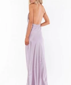 Show Me Your Mumu Jasmine Halter Maxi Dress ~ Dusty Purple Luxe Satin
