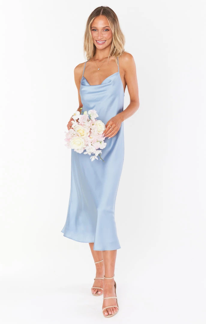 Show Me Your Mumu Verona Cowl Dress ~ Steel Blue Luxe Satin 3 Show Me Your Mumu Verona Cowl Dress ~ Steel Blue Luxe Satin