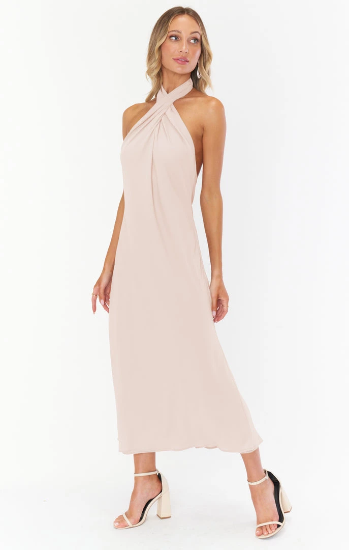 Show Me Your Mumu Jasmine Halter Midi Dress ~ Dusty Blush Crisp 3 Show Me Your Mumu Jasmine Halter Midi Dress ~ Dusty Blush Crisp