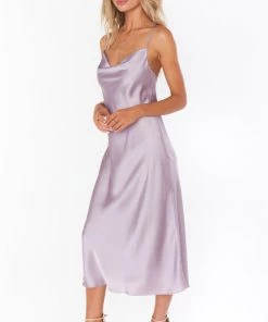 Show Me Your Mumu Verona Cowl Dress ~ Dusty Purple Luxe Satin Bridesmaids Dresses