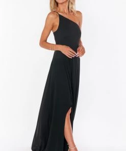 Show Me Your Mumu Shannon One Shoulder Dress ~ Black Chiffon Bridesmaids Dresses