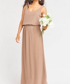 Show Me Your Mumu Kendall Maxi Dress With Slit ~ Dune Chiffon