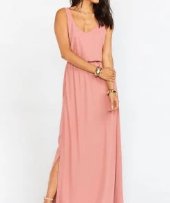 Show Me Your Mumu Kendall Maxi Dress With Long Lining ~ Rustic Mauve Crisp