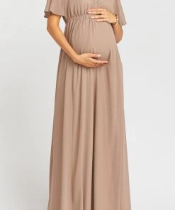 Show Me Your Mumu Maternity Emily Empire Maxi Dress ~ Dune Chiffon