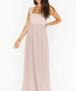 Show Me Your Mumu June Maxi Dress ~ Soft Beige Chiffon