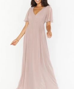 Show Me Your Mumu Emily Empire Maxi Dress ~ Soft Beige Chiffon