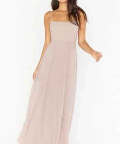 Show Me Your Mumu Bridesmaids Dresses Lauren Tie Maxi Dress ~ Soft Beige Chiffon