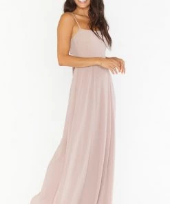 Show Me Your Mumu Bridesmaids Dresses Lauren Tie Maxi Dress ~ Soft Beige Chiffon