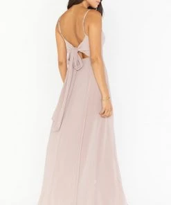 Show Me Your Mumu Bridesmaids Dresses Lauren Tie Maxi Dress ~ Soft Beige Chiffon