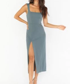 Show Me Your Mumu Eden Midi Dress ~ Dusty Sage Stretch New Mu