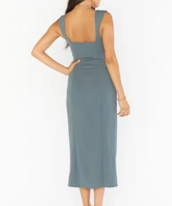Show Me Your Mumu Eden Midi Dress ~ Dusty Sage Stretch New Mu