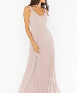Show Me Your Mumu Bridesmaids Dresses Jenn Maxi Dress ~ Soft Beige Chiffon