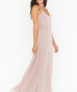 Show Me Your Mumu Bridesmaids Dresses Jenn Maxi Dress ~ Soft Beige Chiffon