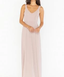 Show Me Your Mumu Bridesmaids Dresses Jenn Maxi Dress ~ Soft Beige Chiffon