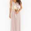 Show Me Your Mumu Bridesmaids Dresses Jenn Maxi Dress ~ Soft Beige Chiffon