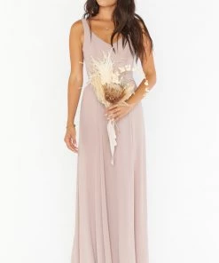Show Me Your Mumu Bridesmaids Dresses Jenn Maxi Dress ~ Soft Beige Chiffon