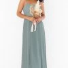 Show Me Your Mumu Bridesmaids Dresses Lauren Tie Maxi Dress ~ Deep Sage Chiffon