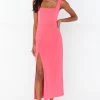Show Me Your Mumu Eden Midi Dress ~ Flamingo Pink Stretch
