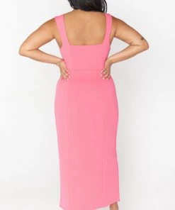 Show Me Your Mumu Eden Midi Dress ~ Flamingo Pink Stretch