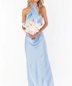 Show Me Your Mumu Jasmine Halter Maxi Dress ~ Steel Blue Luxe Satin 9 Show Me Your Mumu Jasmine Halter Maxi Dress ~ Steel Blue Luxe Satin