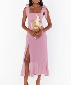 Show Me Your Mumu New Mu Claire Midi Dress ~ Antique Rose Chiffon