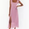 Show Me Your Mumu New Mu Claire Midi Dress ~ Antique Rose Chiffon
