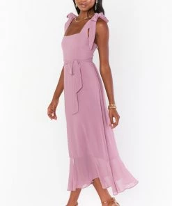 Show Me Your Mumu New Mu Claire Midi Dress ~ Antique Rose Chiffon